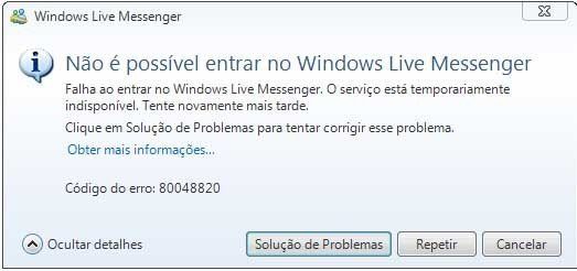 Problemas com MSN