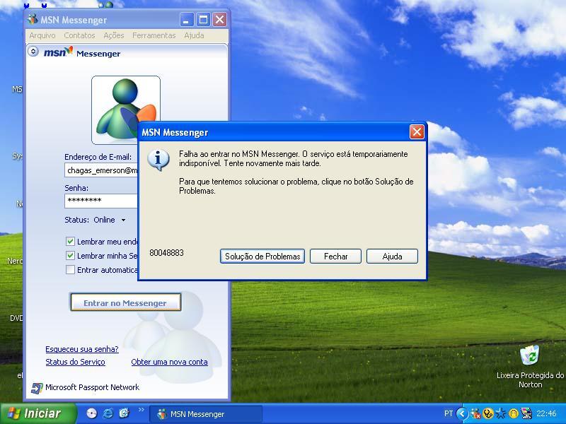 Problemas com MSN