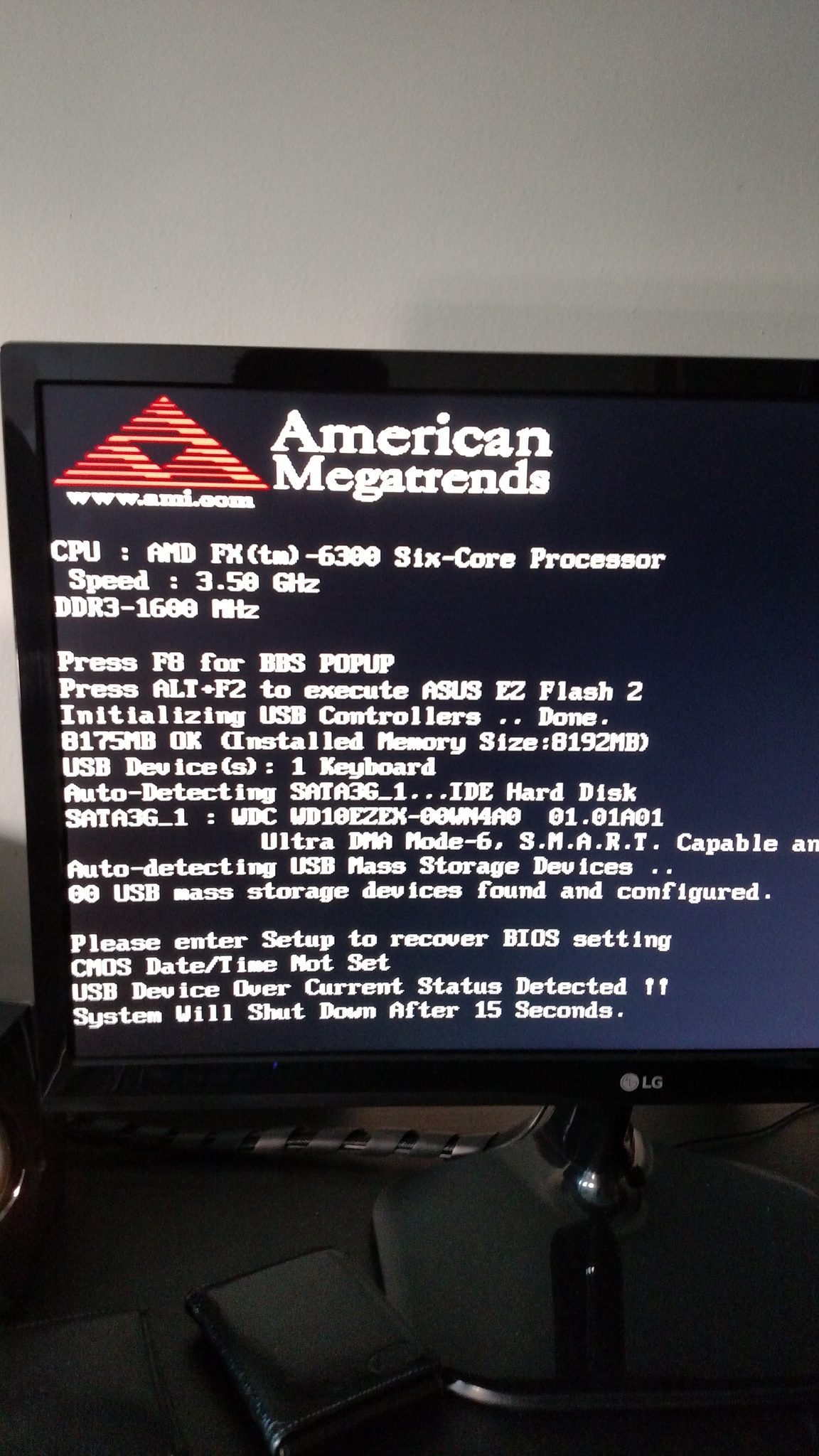 Mensagem Please enter setup to recover BIOS setting ao ligar o