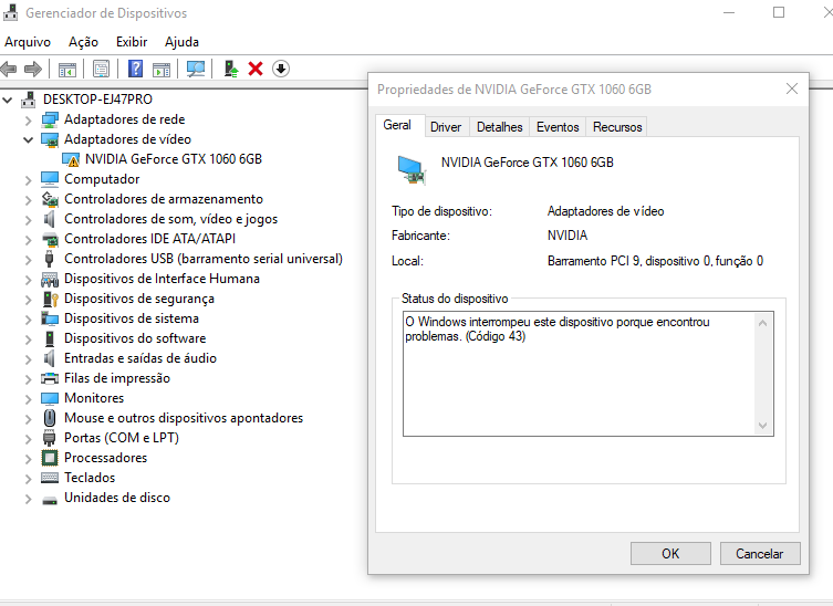 Erro de Código 43 - Como Corrigir o Dispositivo USB não