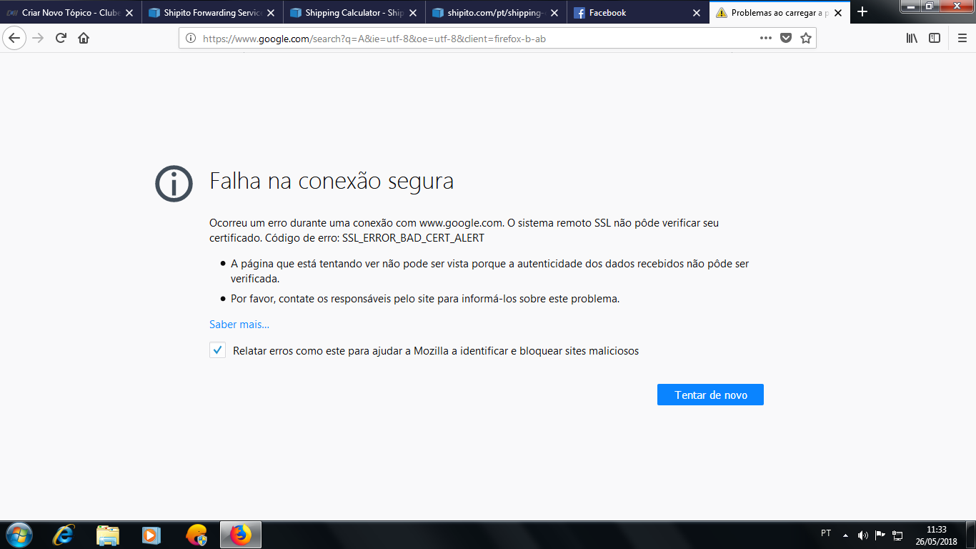 google chrome esta dando erro - Redes e Internet - Clube do Hardware