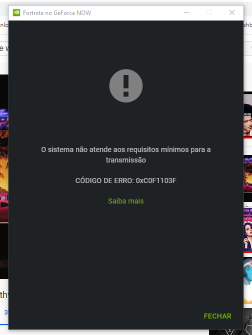 Geforce Now n o inicia jogos erro 0xC0F1103F Programas Clube