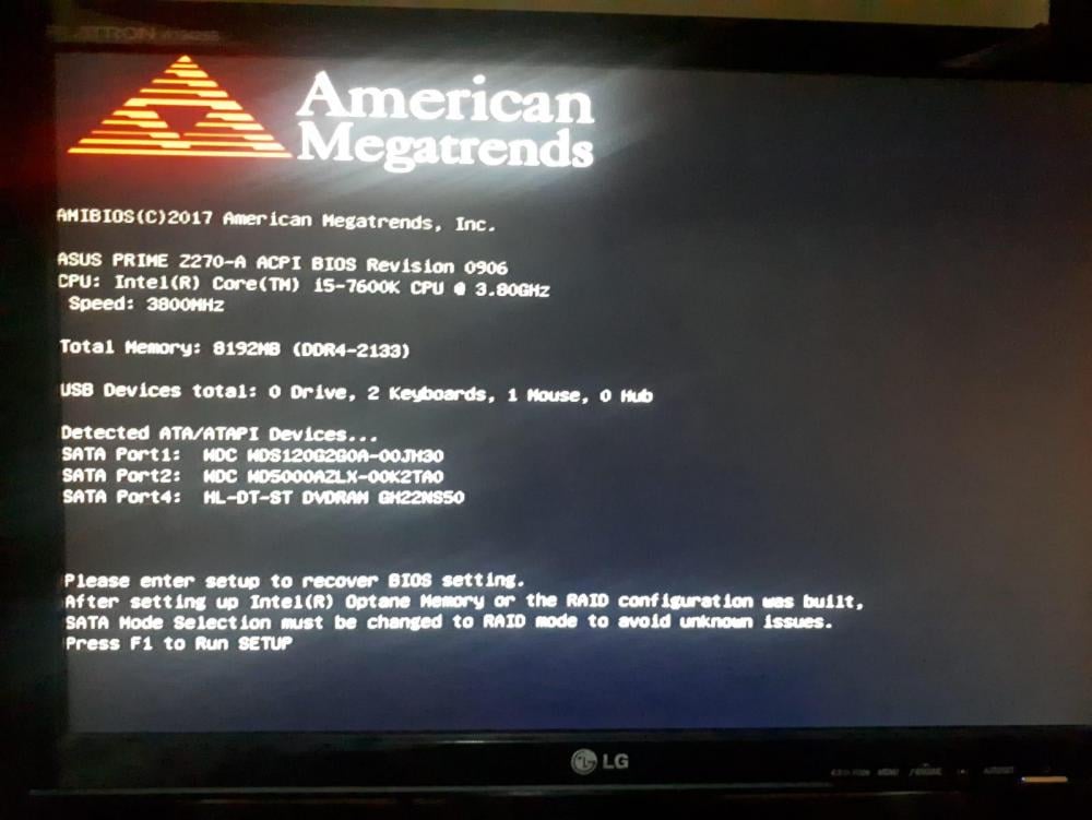 Mensagem Please enter setup to recover BIOS setting ao ligar o