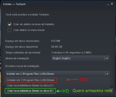 Não consigo criar uma pasta da Steam no HD - Iniciantes - Diolinux Plus