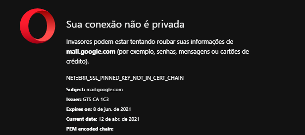 Opera GX com erro de privacidade no Gmail - Redes e Internet - Clube do  Hardware