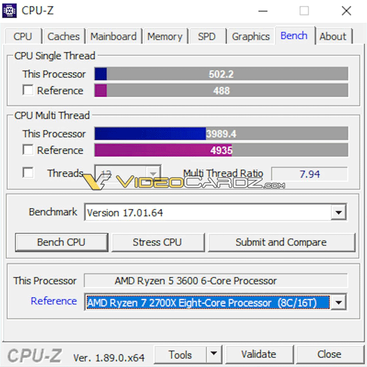 AMD Ryzen 5 3600 com 495 e 3981 pontos no CPU-Z é normal