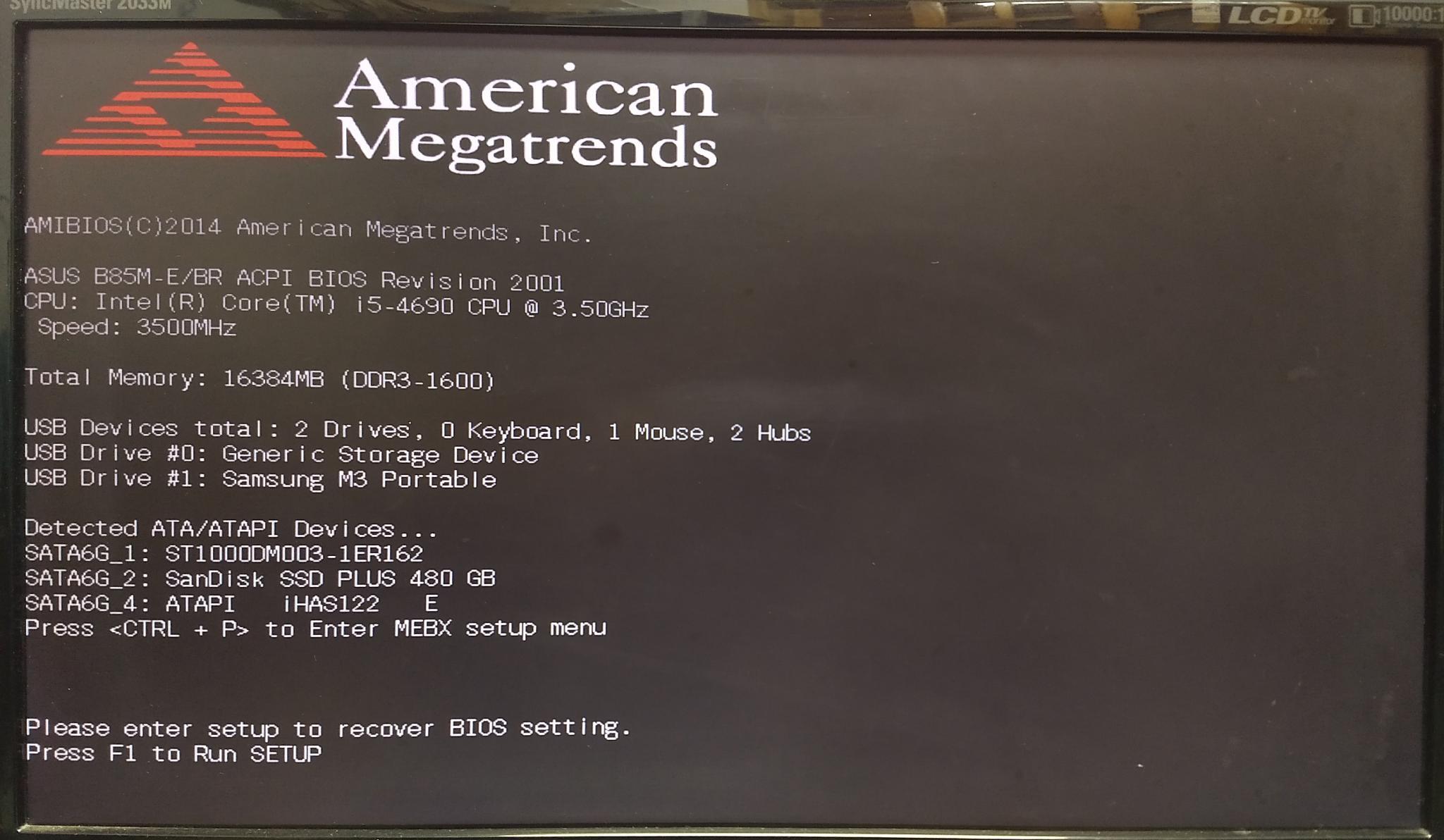 Mensagem Please enter setup to recover BIOS setting ao ligar o