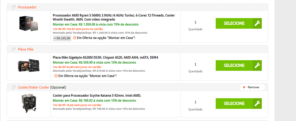 Monte seu Pc Gamer Barato Intel ou AMD na Terabyteshop