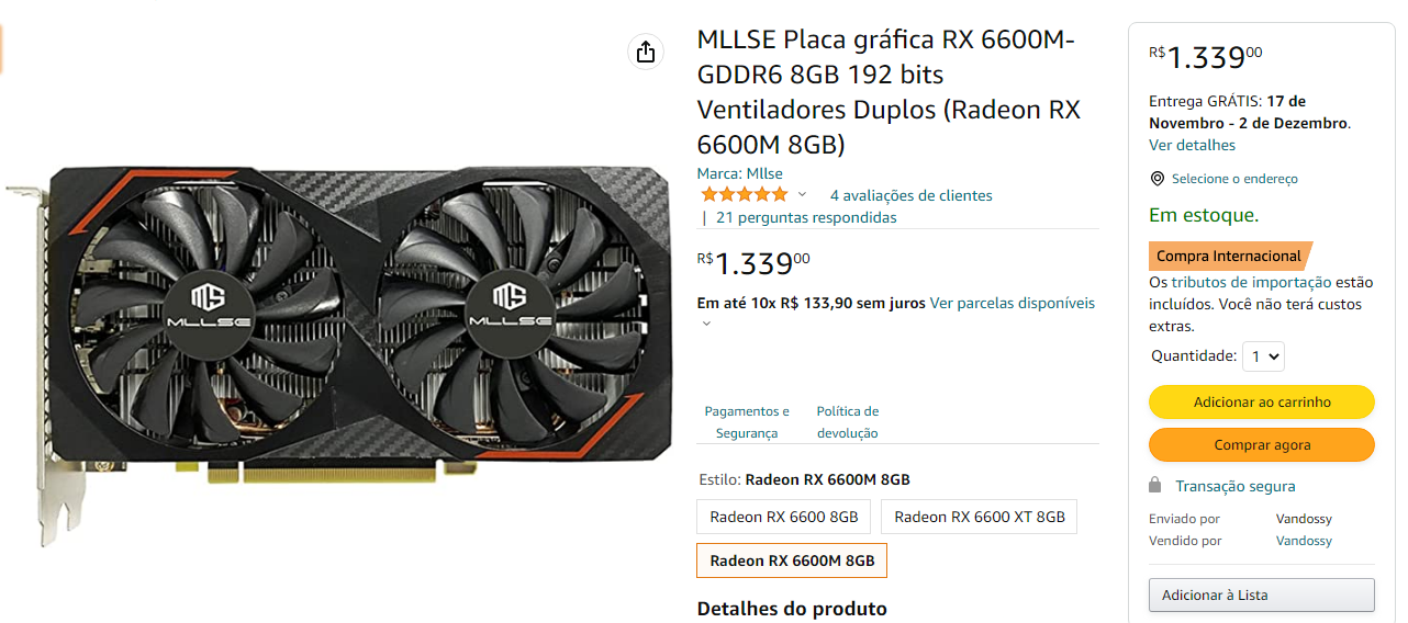 Aliexpress é confiável para placa de vídeo? - Recomendações de serviços e  lojas - Clube do Hardware