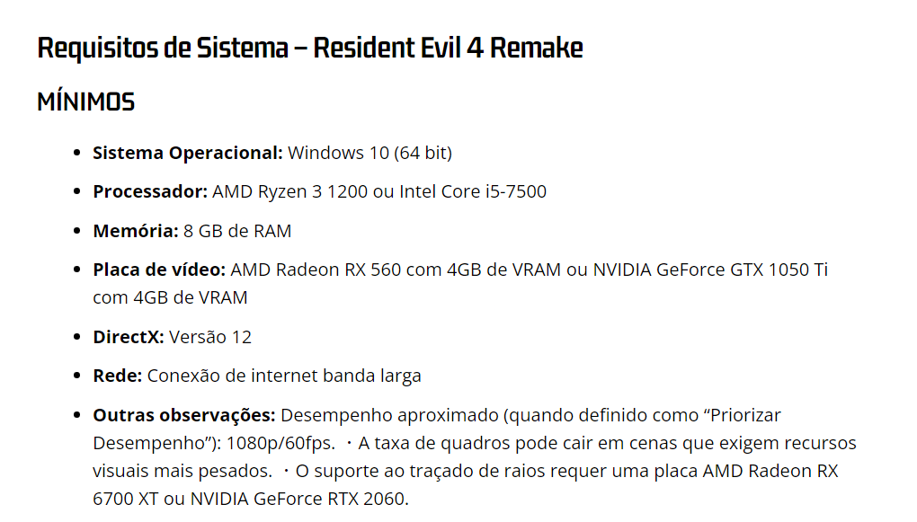 Confira os requisitos mínimos e recomendados para Resident Evil 2