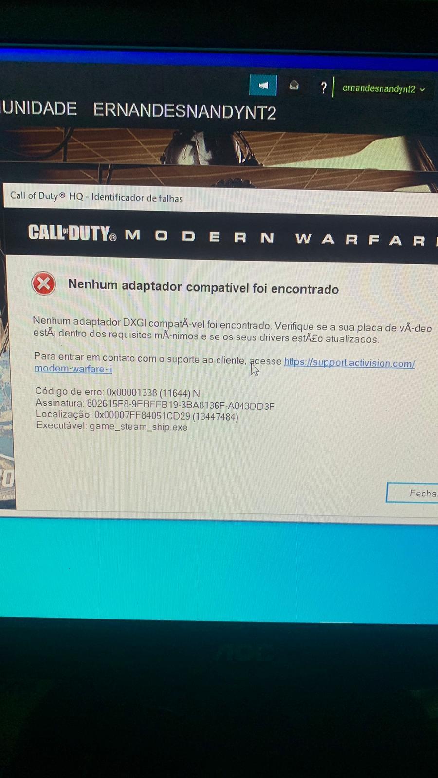 Erro 0x00001338 (11644) N no Call of Duty Warzone ao abrir - Jogo não roda  ou dá erro - Clube do Hardware