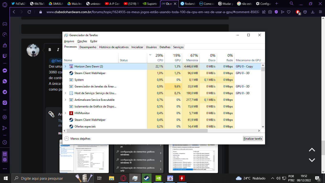 cpu em 82% e gpu 35%, como resolver? - Problemas de desempenho - Clube do  Hardware