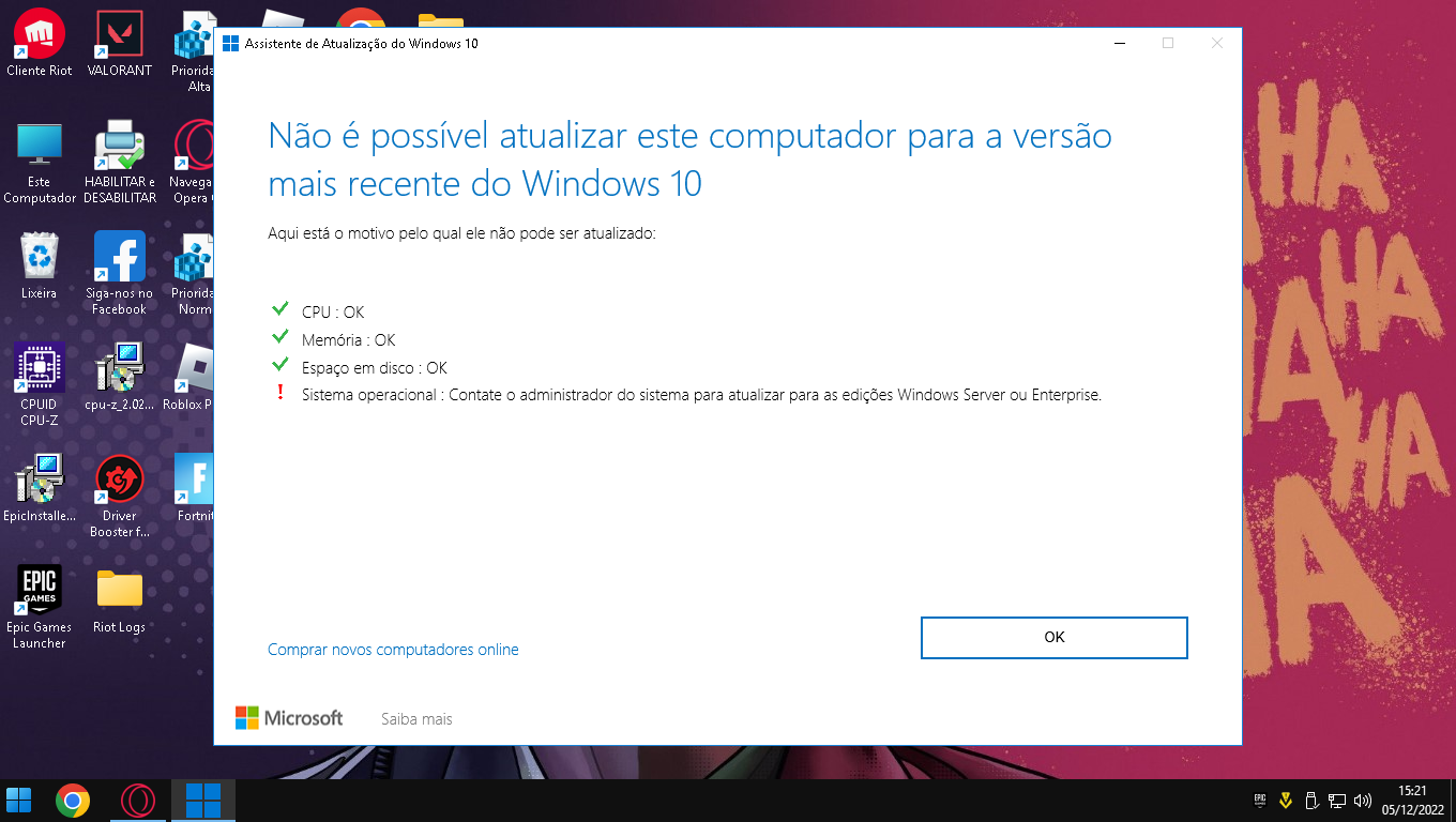 O meu windows 10 não atualiza - Windows 10 - Clube do Hardware