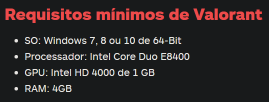 Valorant irá rodar em hardware lançado há 10 anos atrás - confira os  requisitos do game!