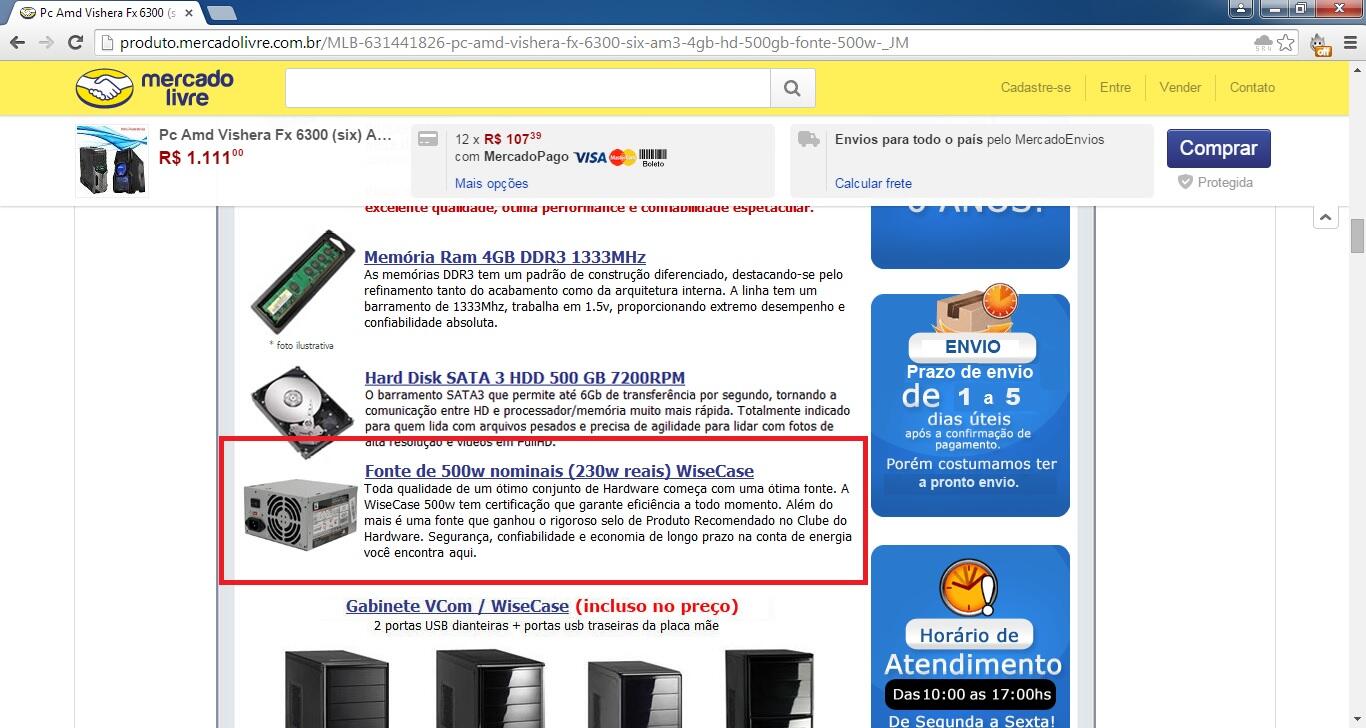 Picaretagem usando o nome do Clube do Hardware no Mercado Livre