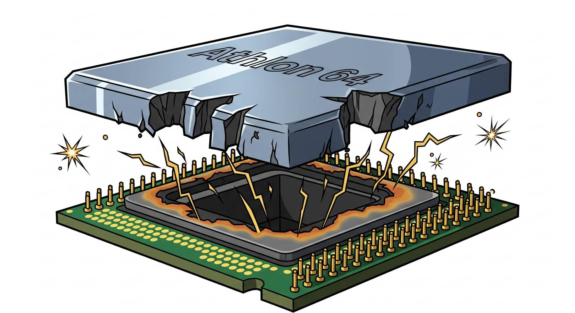 Athlon 64 sem sua tampa metálica