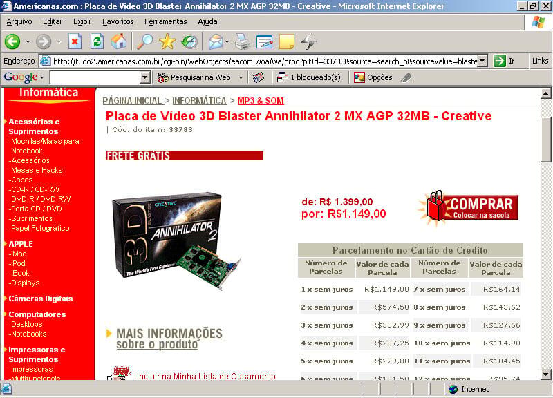 GeForce 2 MX por R$ 1.150