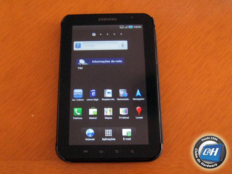 A tela inicial do Galaxy Tab