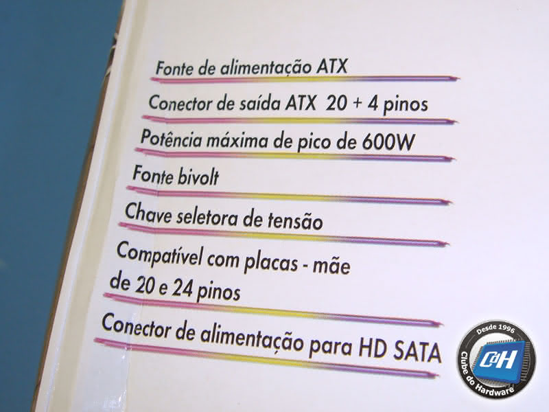 Teste da Fonte de Alimentação Clone de 600 W