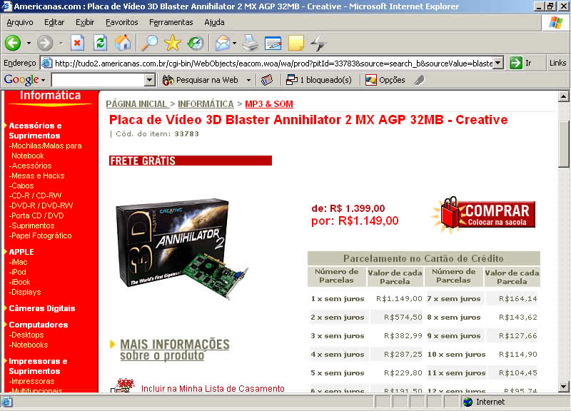 GeForce 2 MX por R$ 1.150