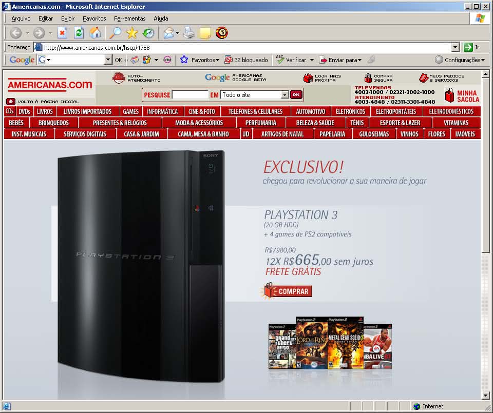 Playstation 3 a R$ 8.000